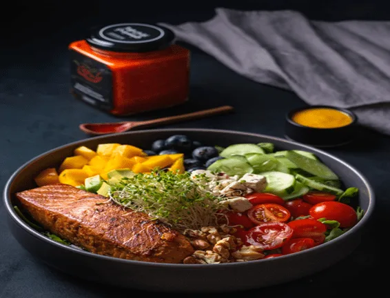 Mediterranean Tabchili Hot Sauce Salmon Bowl